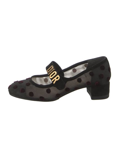 Christian Dior Polka Dot Print Mesh Accents Pumps 